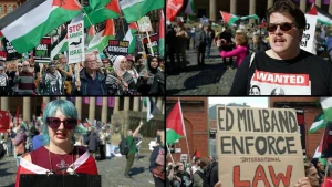 Protests in the UK demanding a halt to arms sales to Israel.