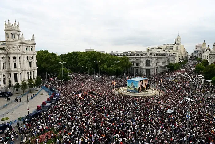 Hundreds of thousands protest across Spain over the housing crisis.